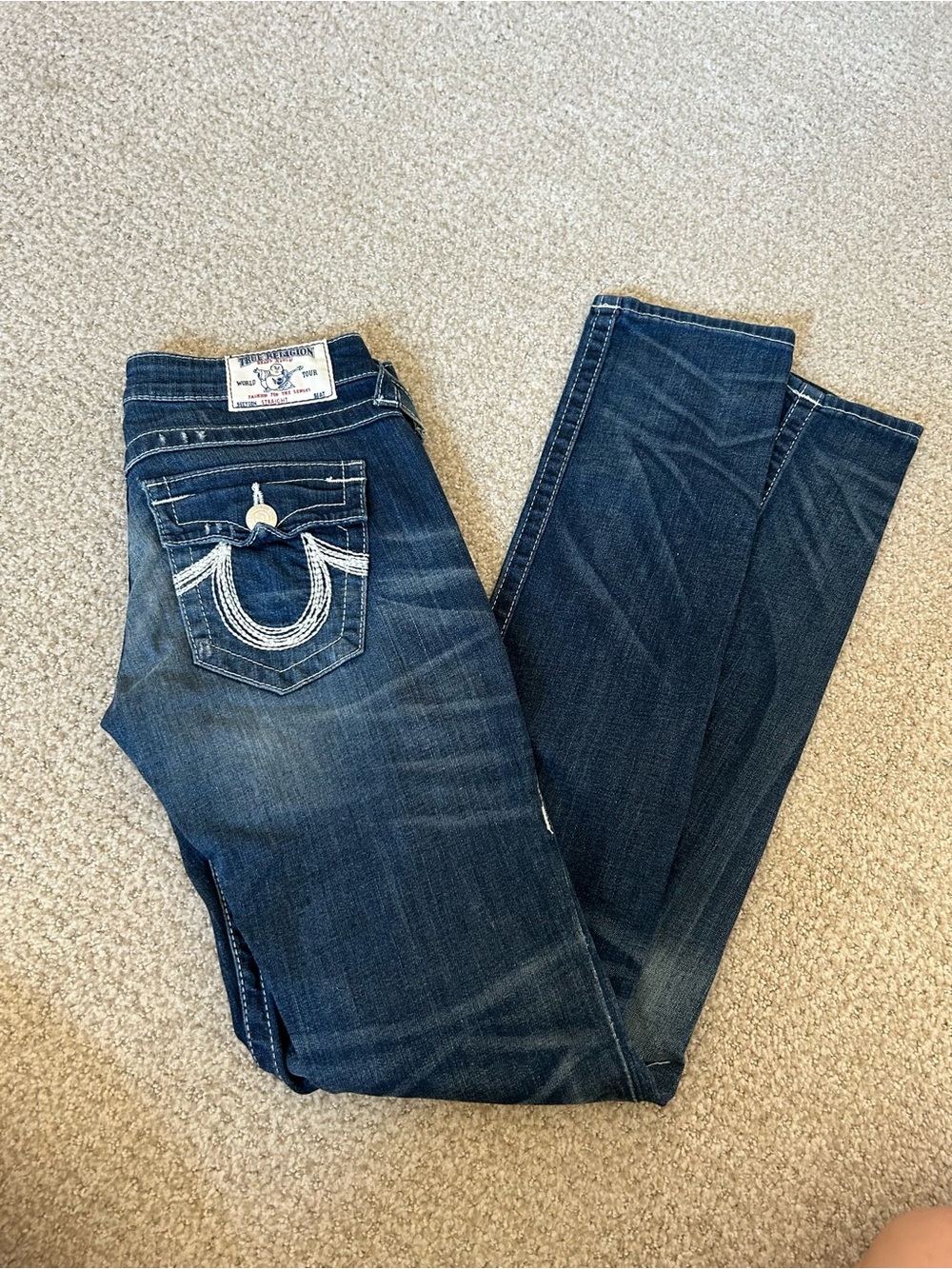 True Religion Women’s Skinny Jeans in Dark Blue Wash